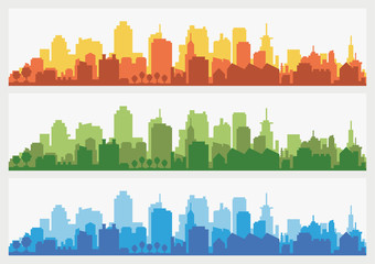 Modern architecture. Urban landscape. Horizontal banner with megapolis panorama. Vector illustration.