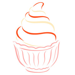 Colorful cake with cream or ice cream