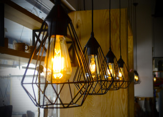 Fototapeta na wymiar Vintage Incandescent Lamps in a row