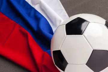 Naklejka premium Flag of Russia with football ball