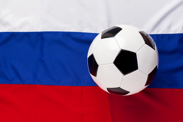 Naklejka premium Flag of Russia with football ball