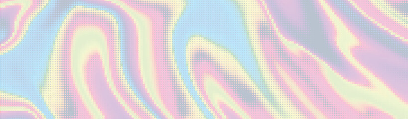 Abstract vector halftone vector, with pastel colors inspired from the 80s 90s aesthetics. Holographic halftone design.