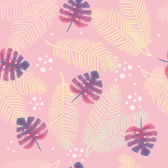 Seamless pattern of tropical leaves