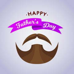 Happy Fathers Day greeting card for men's event, daddy, male banner, sales, web, mobile, infographics, poster. Paper cut hipster beard and mustache vector illustration with сongratulation text on the 