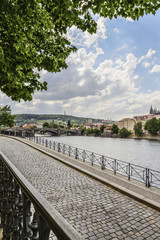 Naklejka na ściany i meble The View from embankment of Prague