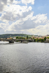 The View from embankment of Prague