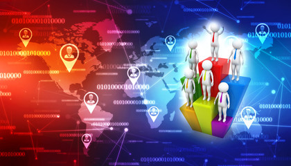 Obraz premium 3d rendering business network concept in digital background