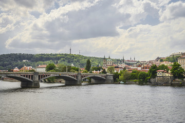 The View from embankment of Prague