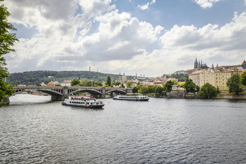 The View from embankment of Prague