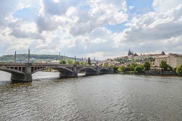 Fototapeta na wymiar The View from embankment of Prague