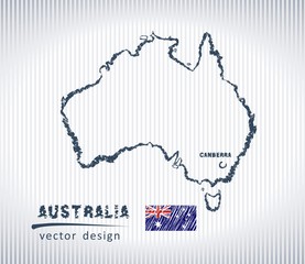 Australia national vector drawing map on white background