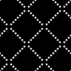 Seamless decorative pattern with a five-pointed stars arranged diamonds in a black - white colors