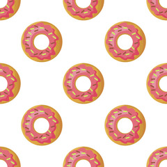 Obraz premium Glazed Donuts Flat Vector Seamless Pattern