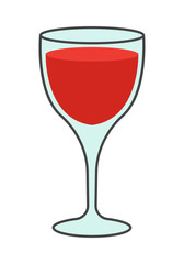 Cartoon Glass of Red Wine Isolated Illustration