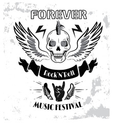 Forever Rock n roll Music Fest Vector Illustration