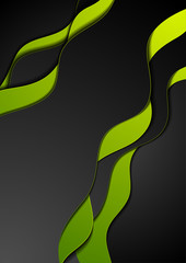 Green black abstract wavy corporate background