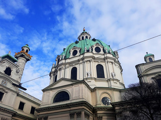 Vienna, Austria - December 16, 2017: Karlskirche or St. Charles's Church, the famous baroque church...