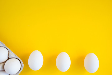 Eggs for breakfast on a yellow background
