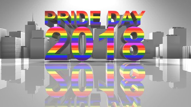 Pride Day 2018 LGBTQIA Gay Pride LGBT Mardi Gras graphic title 3D render