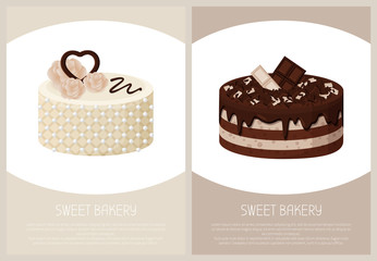 Cakes Variety Page Online Shop Vector Illustration