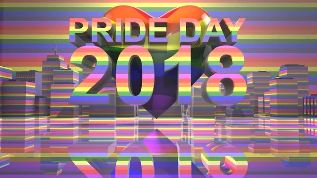 Pride Day 2018 LGBTQIA Gay Pride LGBT Mardi Gras graphic title 3D render