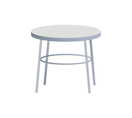Rounded White Table Object Vector Illustration