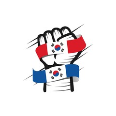 Hand and Flag South Korea Vector Template Design Illustration