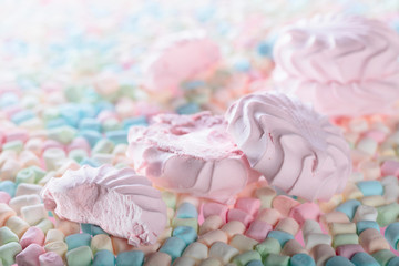 Close up of various marshmallows  .