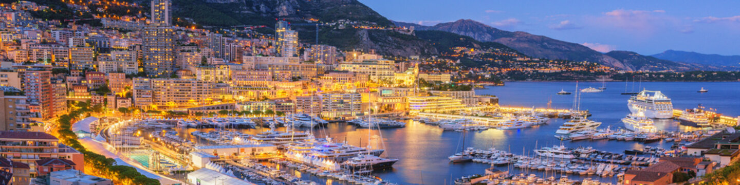 Monaco Panoramic View at Dusk