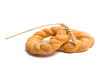 Bagel with sesame seeds isolated