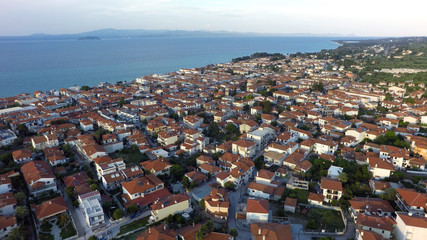 Aerial view of Pefkochori, Kassandra peninsula, Greece