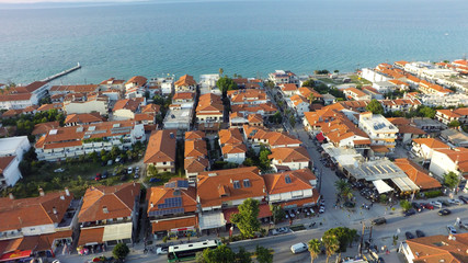 Naklejka na ściany i meble Aerial view of Pefkochori, Kassandra peninsula, Greece