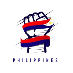 Hand and Flag Philippines Vector Template Design Illustration