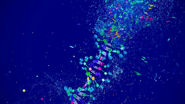 Corored DNA Strand slow motion - 3D Animation.
