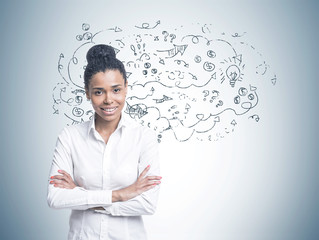 Cheerful young African American woman, strategy