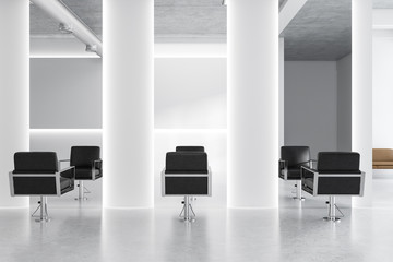 White modern barber shop interior