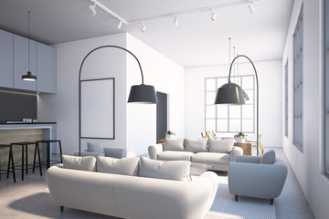 Luxury Scandinavian living room corner, poster