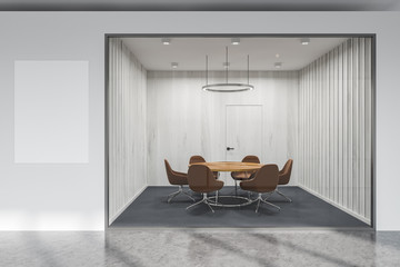 Fototapeta premium White and glass wall office meeting room, poster