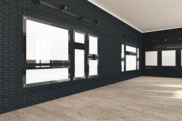 Black wall poster gallery side view