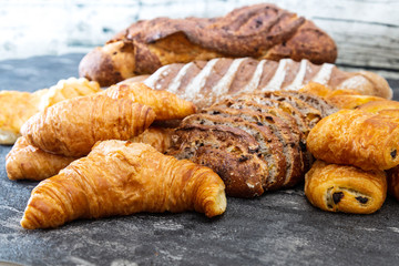 Assortment of baked French bread