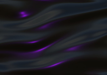 Black wavy background with purple reflections, 3d 