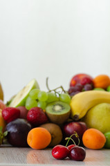 Fototapeta na wymiar Fresh colorful fruits. Healthy nutrition, diet concept.