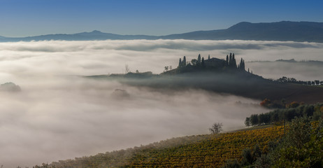 Autumn fog in valley