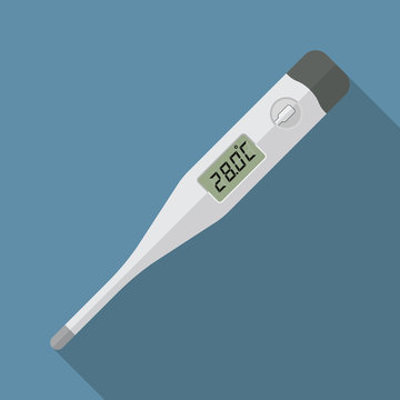 Digital Thermometer Vector Flat Design.
