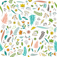 Cute floral flower nature pattern design seamless on white background vector illustration