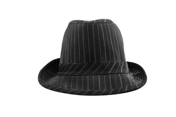 Black hat with white stripes