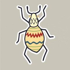 Cute hand drawn vector bug sticker