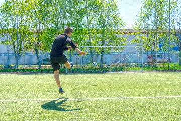 the player is hitting the ball