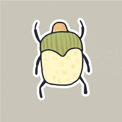 Cute hand drawn vector bug sticker