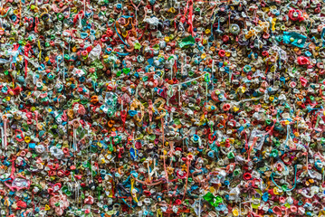 gum wall colorful art made of chewing gum